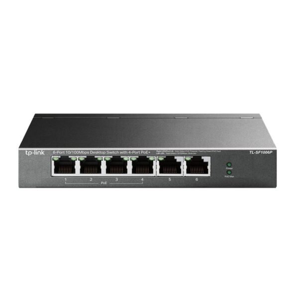 Switch TP-Link TL-SF1006P 6x LAN, 4x PoE+, 67W, kovové prevedenie, poškodený obal – Obrázok 2