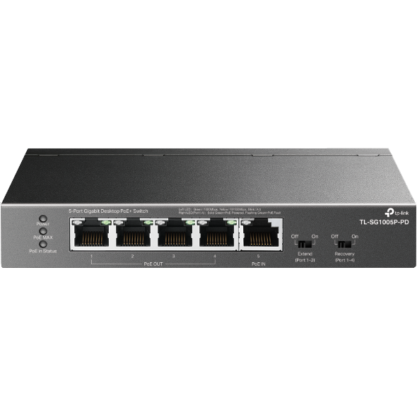 Switch-TP-Link-TL-SG1005P-PD-1x-GLAN-s-PoE-in-4x-GLAN-s-PoE Switch TP-Link TL-SG1005P-PD 1x GLAN s PoE-in, 4x GLAN s PoE+ – Obrázok 1