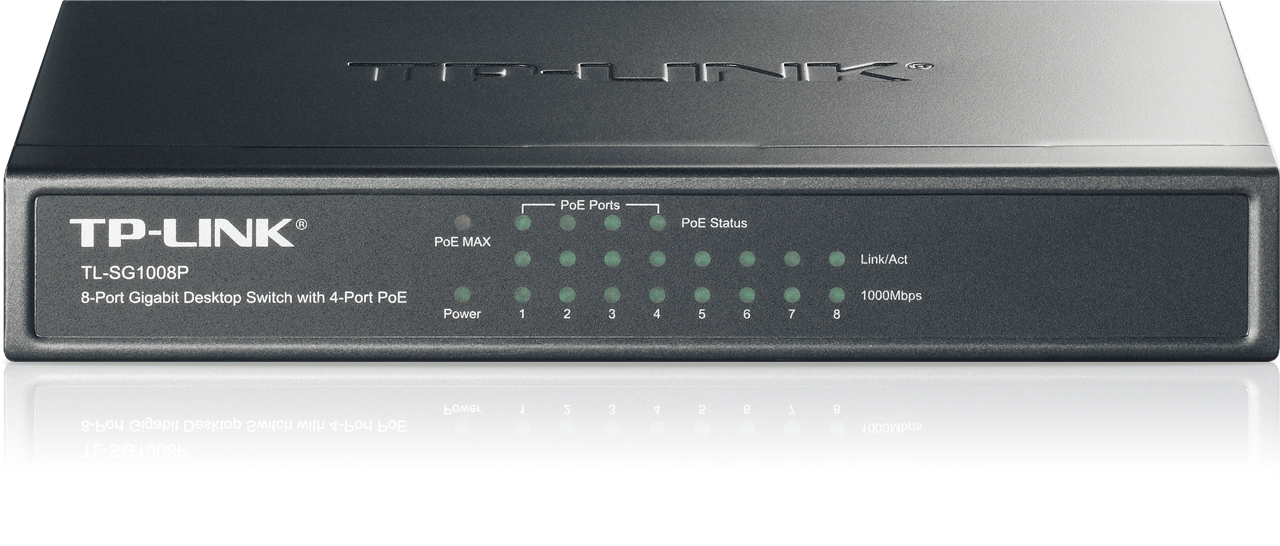 Switch-TP-Link-TL-SG1008P-8x-GLAN-4xPOE-56W-kov Switch TP-Link TL-SG1008P 8x GLAN, 4xPOE, 56W, kov – Obrázok 1