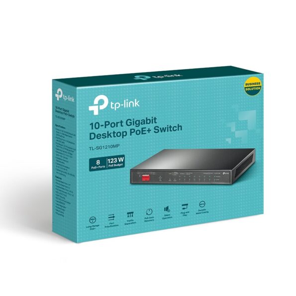 Switch TP-Link TL-SG1210MP 8x GLAN/PoE+, 1x GLAN, 1x SFP combo, 124W – Obrázok 4
