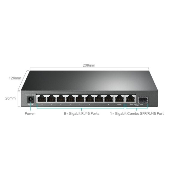 Switch TP-Link TL-SG1210MPE Easy Smart, 8x GLAN/PoE+, 1x GLAN, 1x SFP, 123W – Obrázok 2