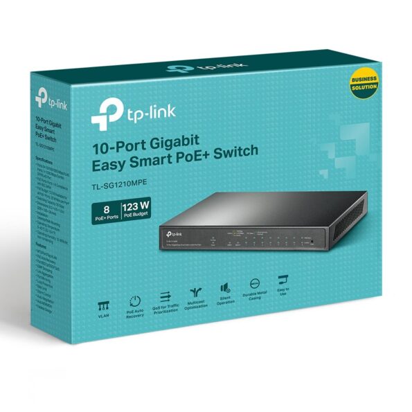 Switch TP-Link TL-SG1210MPE Easy Smart, 8x GLAN/PoE+, 1x GLAN, 1x SFP, 123W – Obrázok 3