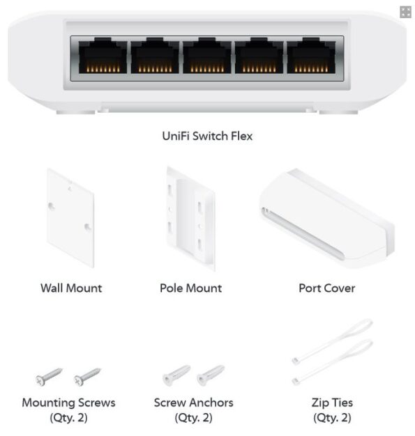 Switch Ubiquiti USW-FLEX UniFi  Flex, 5x GLan, PoE-In, 4x PoE-Out – Obrázok 3