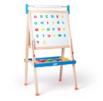 Tabuľa Woody "ABC" s písmenami, s rolí papíru a kelímky