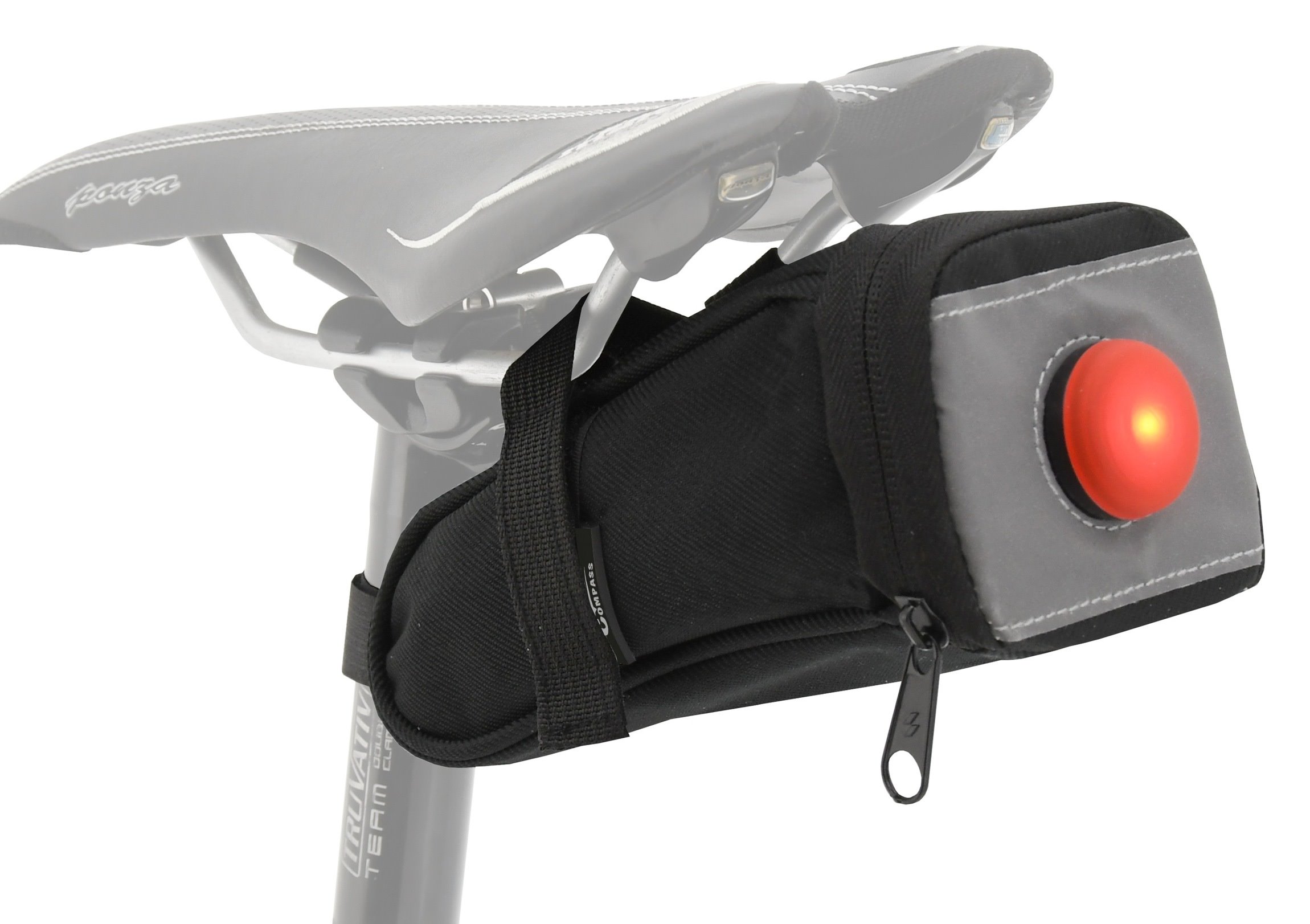 Taska-Compass-pod-sedlo-so-zadnym-LED-svetlom Taška Compass pod sedlo so zadným LED svetlom – Obrázok 1