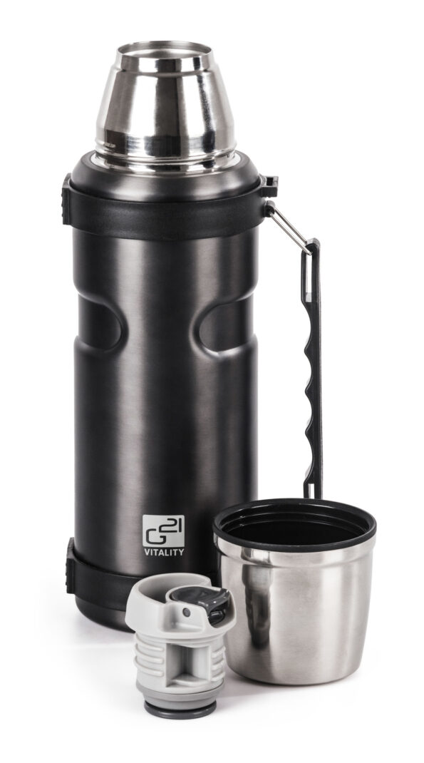 Termoska G21 na pitie, 1000 ml, šedá s rukoväťou – Obrázok 2