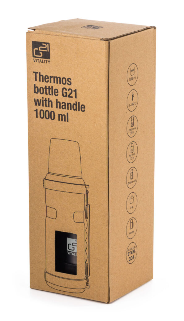 Termoska G21 na pitie, 1000 ml, šedá s rukoväťou – Obrázok 14