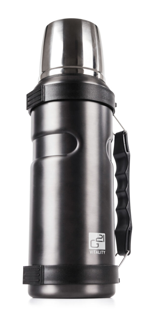 Termoska G21 na pitie, 1000 ml, šedá s rukoväťou – Obrázok 3