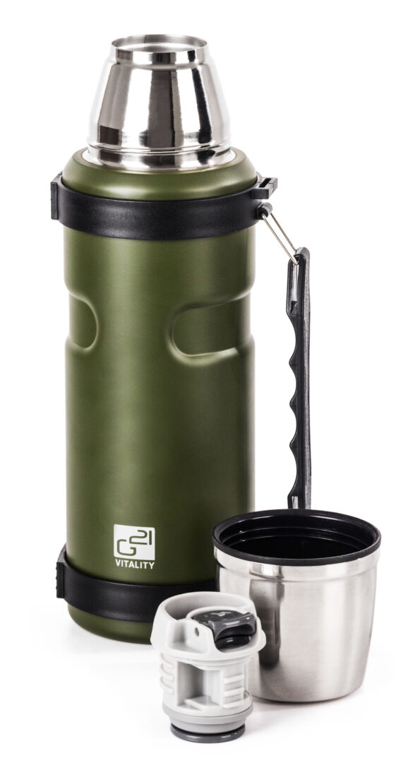 Termoska G21 na pitie, 1000 ml, zelená s rukoväťou – Obrázok 2