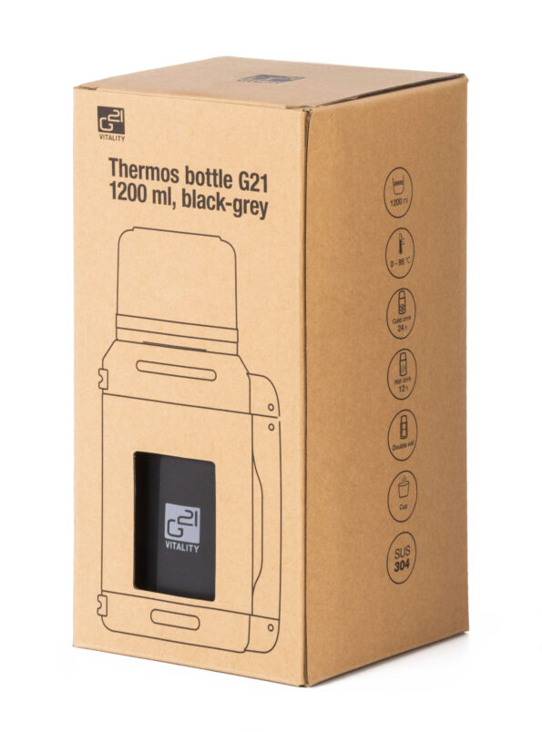 Termoska G21 nerezová 1200 ml, čierno-sivá – Obrázok 14