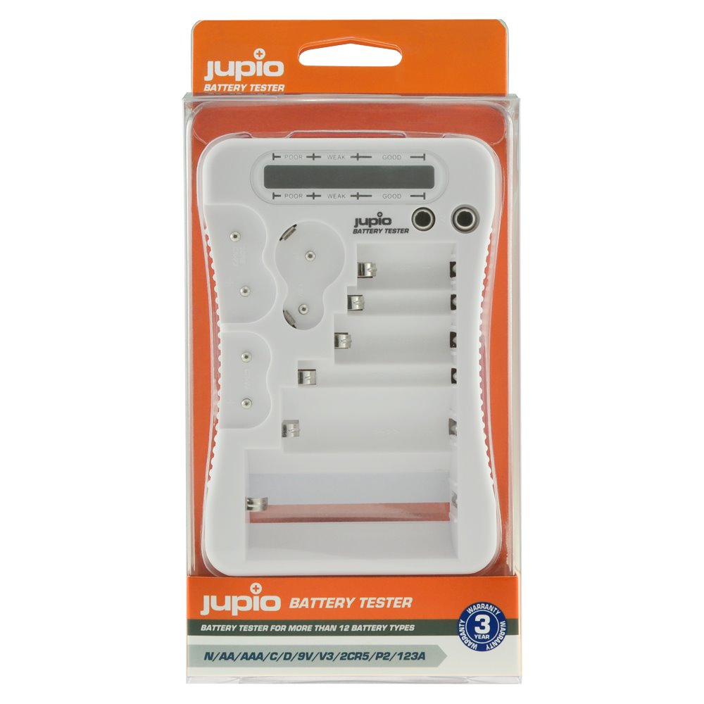 Tester-Jupio-Battery-Tester-na-baterie-N-AA-AAA-C-D-9V-V3-2CR4-P2-2-123A Tester Jupio Battery Tester na batérie N / AA / AAA / C / D / 9V / V3 / 2CR4 / P2 / 2 / 123A – Obrázok 1