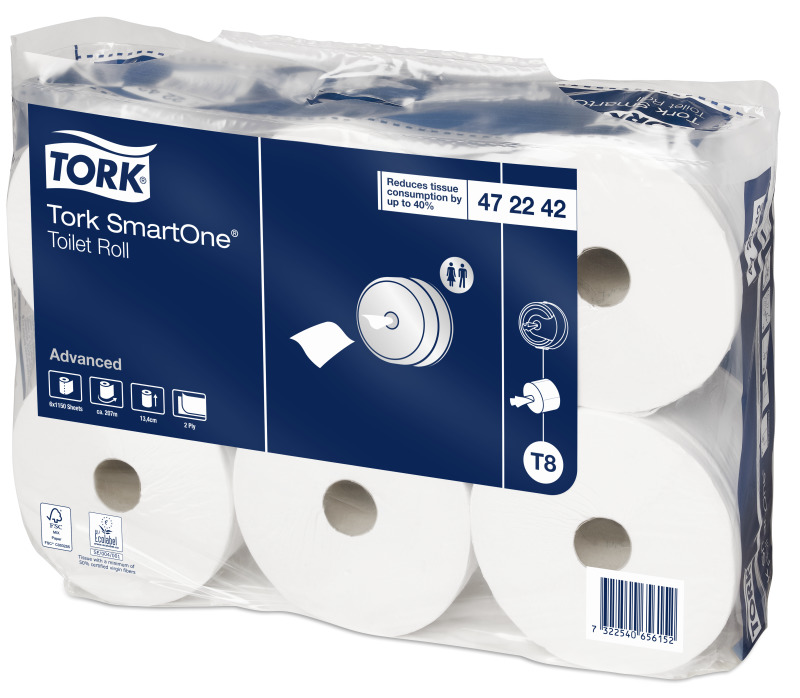Toaletny-papier-Tork-Advanced-SmartOne-T8-2-vrstvy-6ks-207m Toaletný papier Tork Advanced SmartOne T8, 2 vrstvy, 6ks, 207m – Obrázok 1