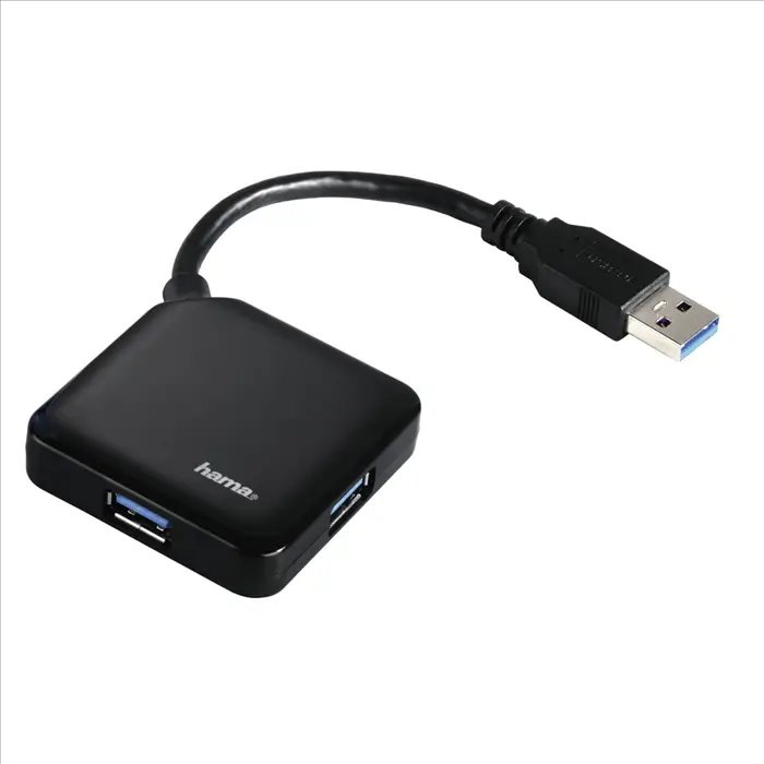 USB-hub-Hama-USB-3.0-na-4x-USB-3.0-cierny USB hub Hama USB 3.0 na 4x USB 3.0 , čierny – Obrázok 1