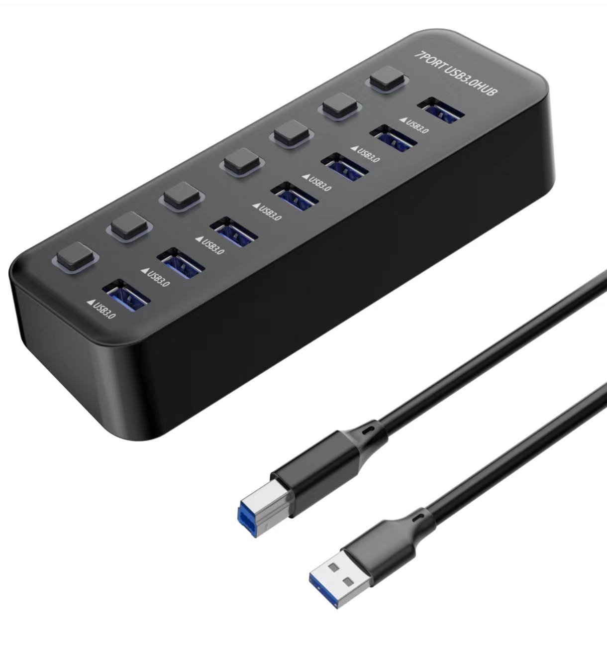 USB-hub-PremiumCord-USB-3.2-na-7x-USB-3.0-7-portovy-s-vypinacmi-portov USB hub PremiumCord USB 3.2 na 7x USB 3.0 7-portový s vypínačmi portov – Obrázok 1