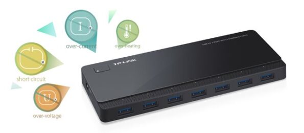 USB hub TP-Link UH720 7-port USB 3.0, 2 porty pro dobíjení (2.4A max) – Obrázok 4