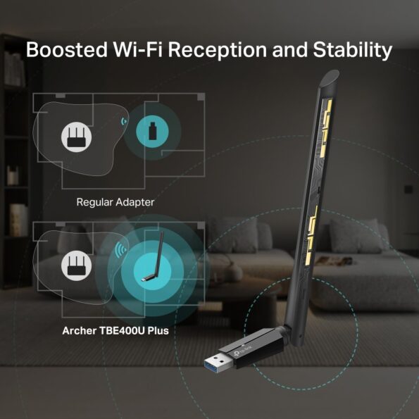 USB klient TP-Link Archer TBE400U Plus BE6500, WiFi 7,  2,4/5/6GHz, USB 3.0, anténa – Obrázok 6