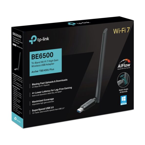 USB klient TP-Link Archer TBE400U Plus BE6500, WiFi 7,  2,4/5/6GHz, USB 3.0, anténa – Obrázok 8