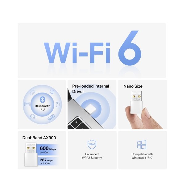 USB-klient-TP-Link-Mercusys-MA60XNB-Wireless-USB-adapter-AX900-245-GHz-Bluetooth-2 USB klient TP-Link Mercusys MA60XNB Wireless USB adapter AX900, 2,4/5 GHz, Bluetooth – Obrázok 1