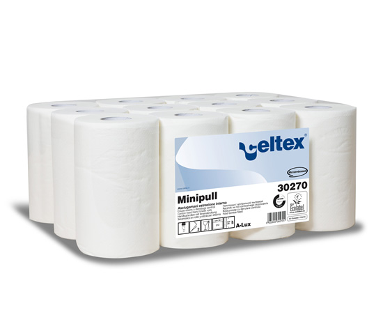 Uteraky-Celtex-Lux-Mini-role-papirove-bile-12ks-72m Uteráky Celtex Lux Mini role, papírové, bílé, 12ks, 72m – Obrázok 1