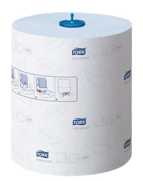 Uteráky Tork Advanced H1 v Matic roli, papírové, modré. 6ks, 150m – Obrázok 3