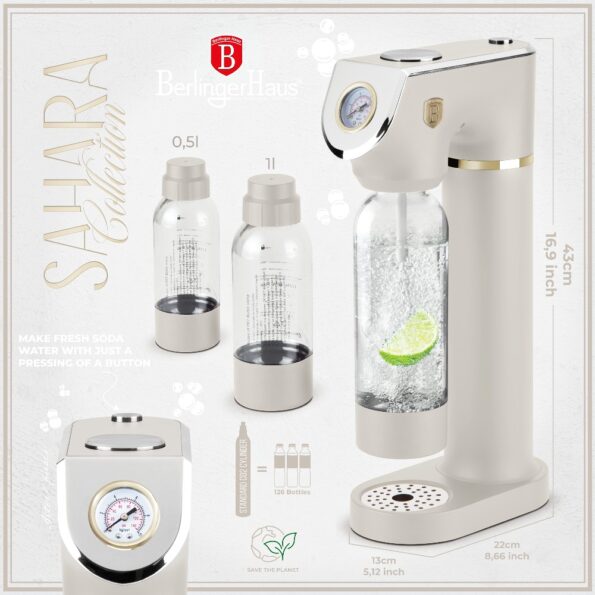 Výrobník sódy Berlingerhaus Sodabar + 2 fľaše Sahara Collection – Obrázok 5