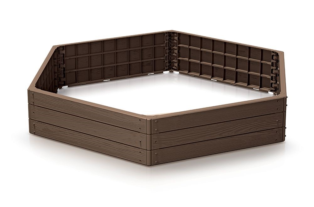 Vyvyseny-zahon-Prosperplast-BASE-WOODY-hnedy-148-cm Vyvýšený záhon Prosperplast BASE WOODY hnedý 148 cm – Obrázok 1