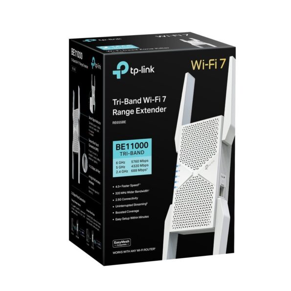 WiFi extender TP-Link RE655BE WiFi 7 AP/Extender/Repeater, BE11000, 1x GLAN, fixná anténa, EasyMesh – Obrázok 4