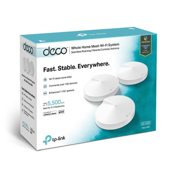 WiFi router TP-Link Deco M5 (3-Pack) 2x GLAN, 1x USB/ 400Mbps 2,4GHz/ 867Mbps 5GHz – Obrázok 5