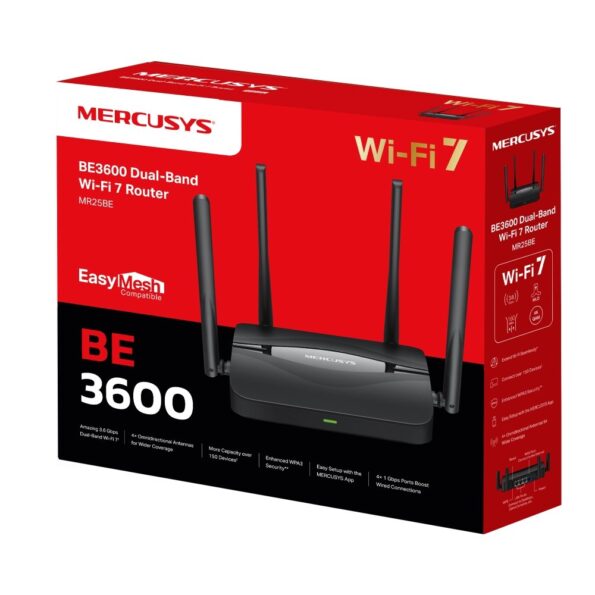 WiFi router TP-Link MERCUSYS MR25BE BE3600 WiFi 7, 3x GLAN, 1x GWAN, 2,4/5GHz, EasyMesh, poškodený obal – Obrázok 7
