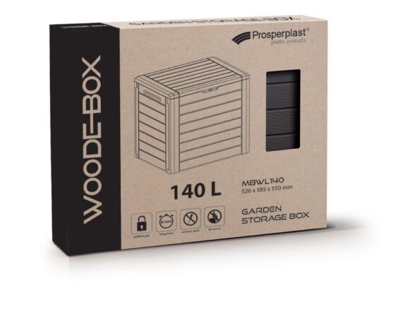 Záhradný box Prosperplast WOODEBOX antracit 140L – Obrázok 2