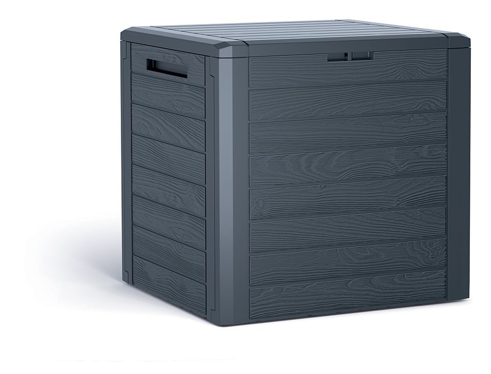 Zahradny-box-Prosperplast-WOODEBOX-antracit-140L Záhradný box Prosperplast WOODEBOX antracit 140L – Obrázok 1