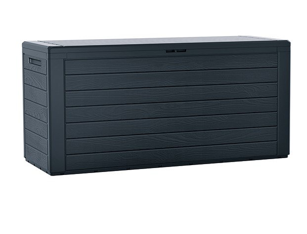Zahradny-box-Prosperplast-WOODEBOX-antracit-280L Záhradný box Prosperplast WOODEBOX antracit 280L – Obrázok 1