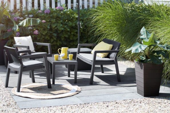 Záhradný nábytok Keter Emily Patio Set so sedákmi grafitová – Obrázok 2