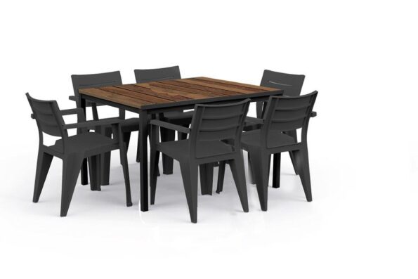 Záhradný stôl Keter Porto 160 walnut black steel – Obrázok 2