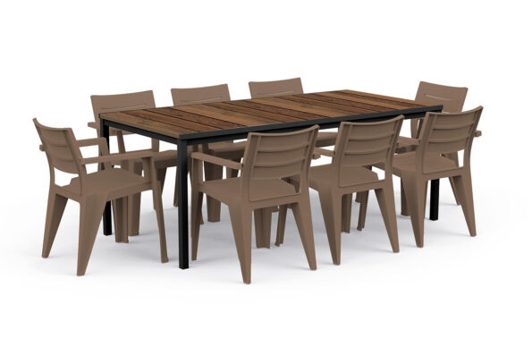 Záhradný stôl Keter Porto 200 walnut black steel – Obrázok 3