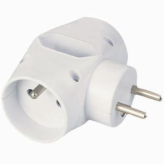 Zasuvka-Roztrojka-230V-10A.-2x-kulata-1x-plocha-zasuvka-bila Zásuvka Roztrojka 230V, 10A. 2x kulatá +1x plochá zásuvka, bílá – Obrázok 1