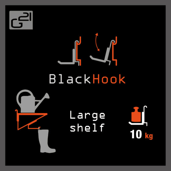 Závesný systém G21 BlackHook large shelf 60 x 19 x 42 cm – Obrázok 6