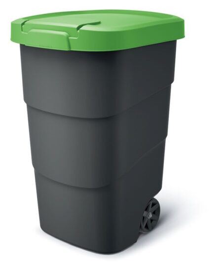 Popolnica Prosperplast Wheeler 90 l antracit so zeleným vekom