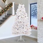 vidaXL Umelý vianočný stromček 270 cm PVC a oceľ Biela