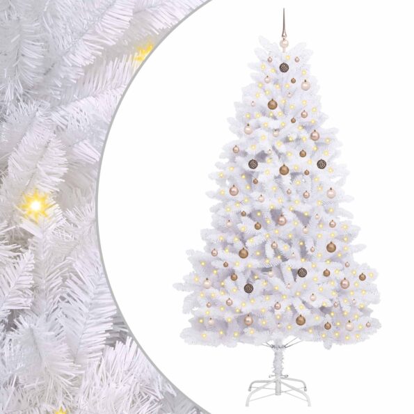 vidaXL Umelý vianočný stromček 270 cm PVC a oceľ Biela – Obrázok 2