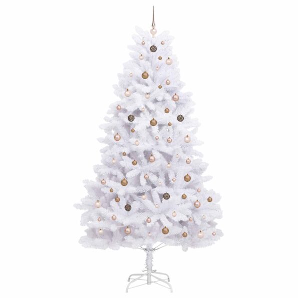 vidaXL Umelý vianočný stromček 270 cm PVC a oceľ Biela – Obrázok 4
