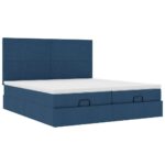vidaXL Podnožka s matracmi modrá 160x200 cm látková – Obrázok 6