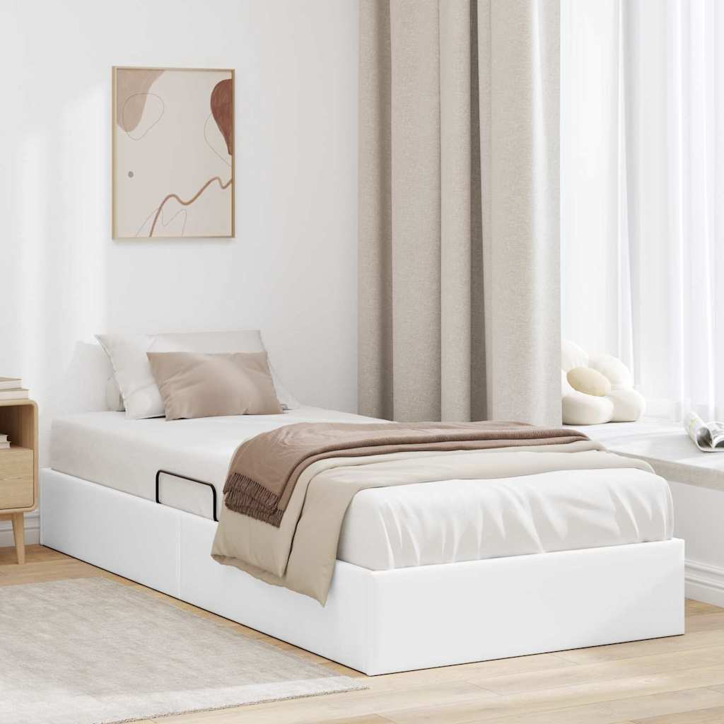 3369971_1.jpg vidaXL Úložná posteľ Biela 100 x 203 cm Umelá koža – Obrázok 1