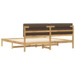 vidaXL Rám postele s čalúneným čelom Bielená a taupe 200 x 200 cm – Obrázok 6