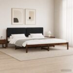 vidaXL Rám postele s čalúneným čelom Tmavohnedá a čierna 180 x 200 cm