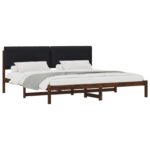vidaXL Rám postele s čalúneným čelom Tmavohnedá a čierna 180 x 200 cm – Obrázok 2