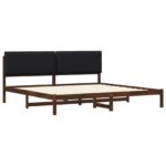vidaXL Rám postele s čalúneným čelom Tmavohnedá a čierna 180 x 200 cm – Obrázok 3