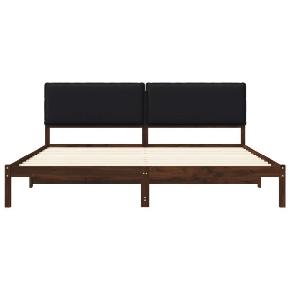 vidaXL Rám postele s čalúneným čelom Tmavohnedá a čierna 180 x 200 cm – Obrázok 4