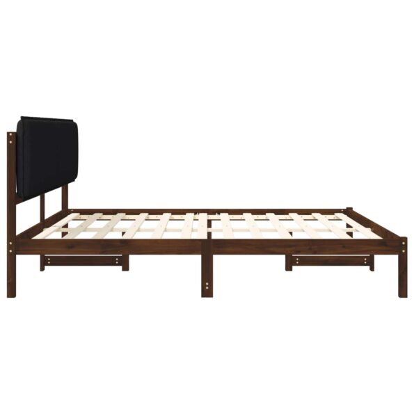 vidaXL Rám postele s čalúneným čelom Tmavohnedá a čierna 180 x 200 cm – Obrázok 5