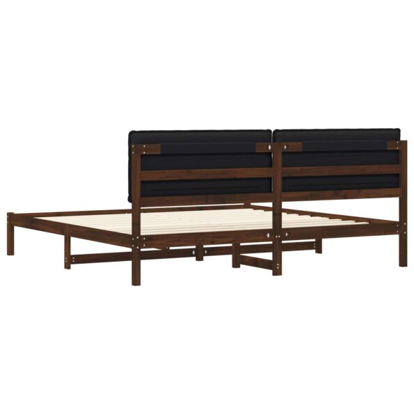 vidaXL Rám postele s čalúneným čelom Tmavohnedá a čierna 180 x 200 cm – Obrázok 6